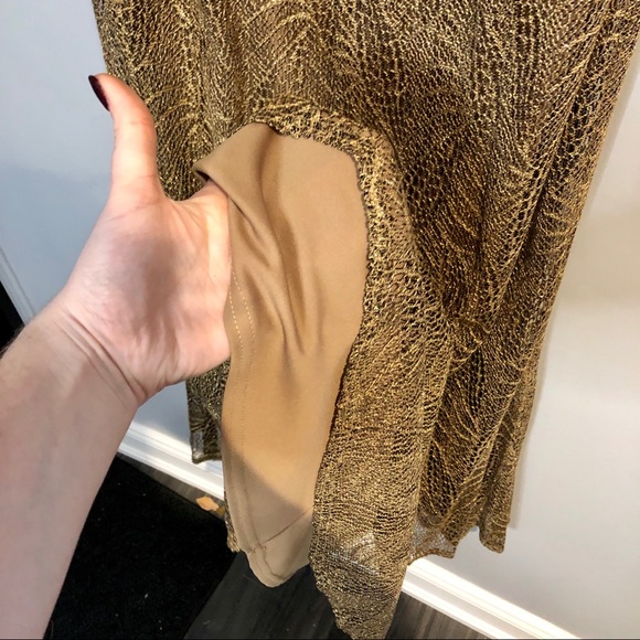 Joesph Ribkoff Gold Metallic Long Lace Dress - Picture 6 of 13